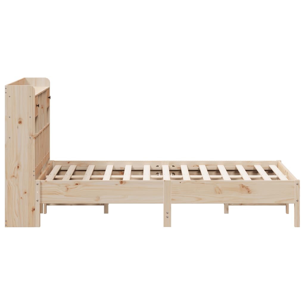 Krevet s regalom za knjige bez madraca 140x190 cm od borovine