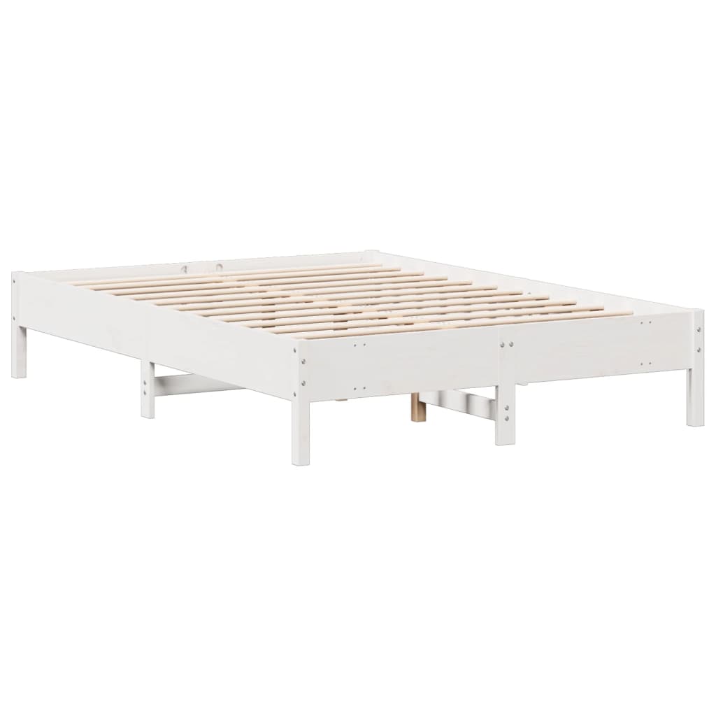 Krevet s regalom z knjige bez madraca bijeli 140x190cm borovina