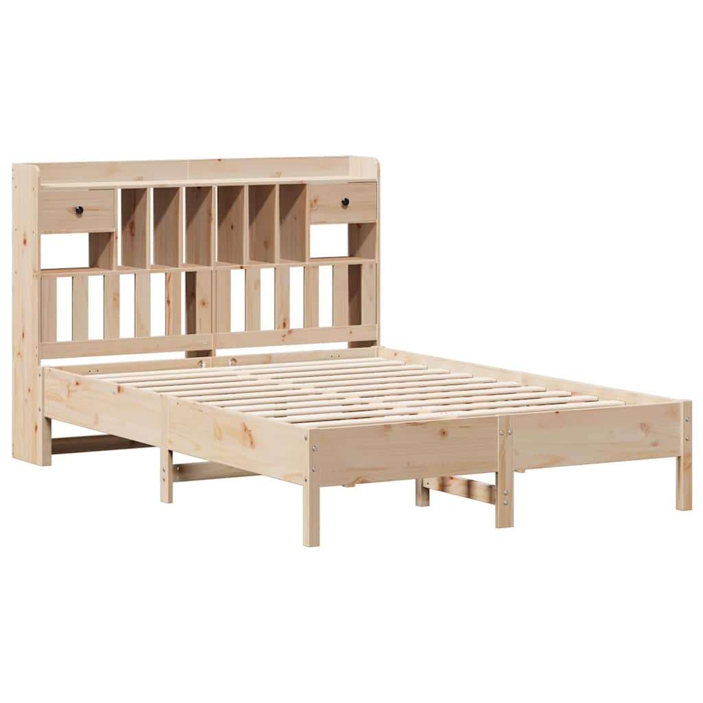 Krevet s regalom za knjige bez madraca 135x190 cm od borovine