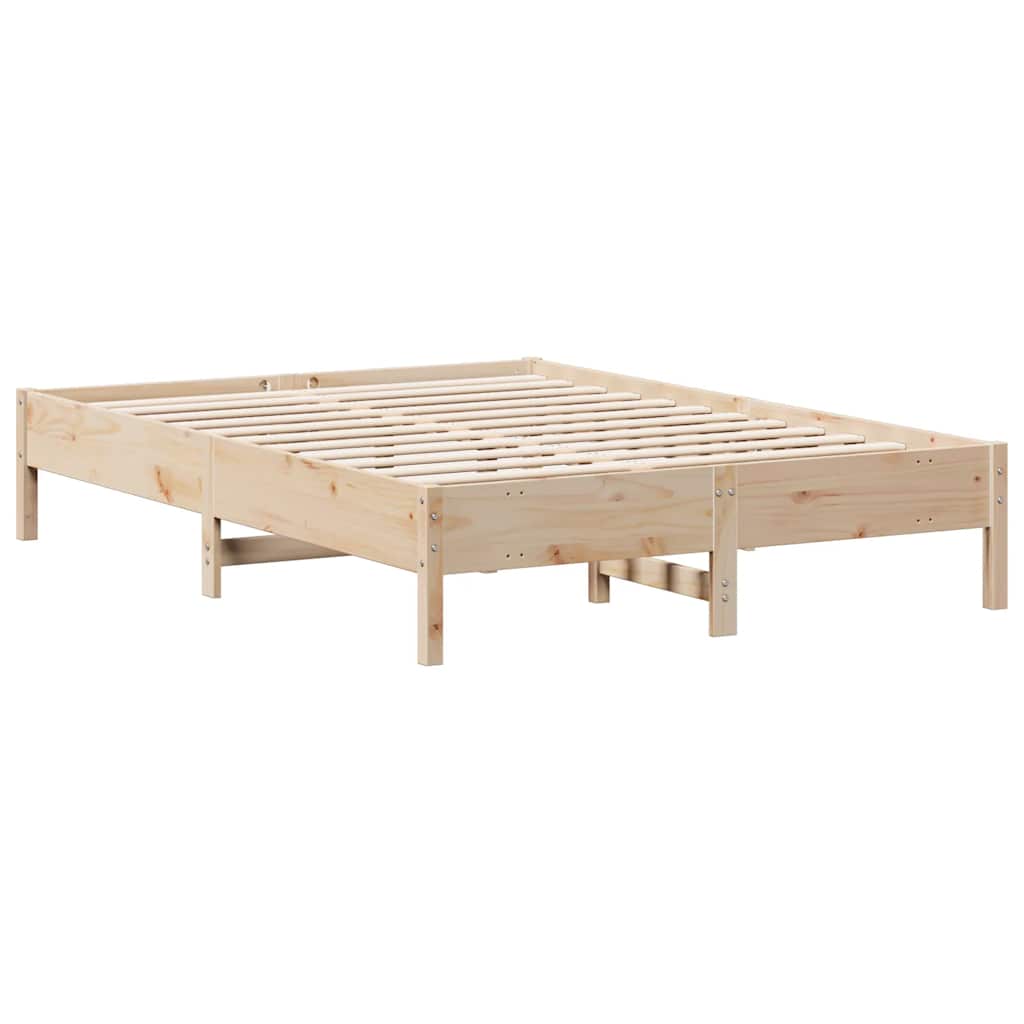 Krevet s regalom za knjige bez madraca 135x190 cm od borovine