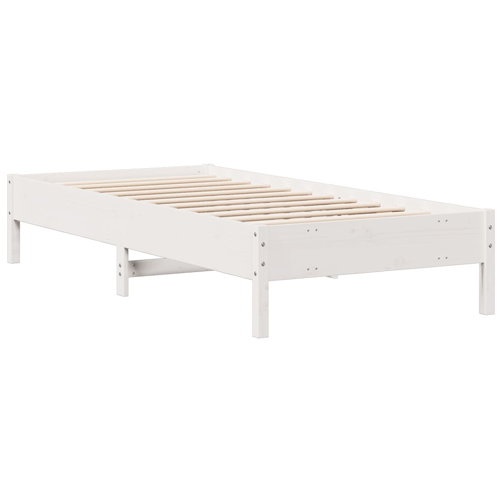 Krevet s regalom za knjige bez madraca bijeli 90x190cm borovina