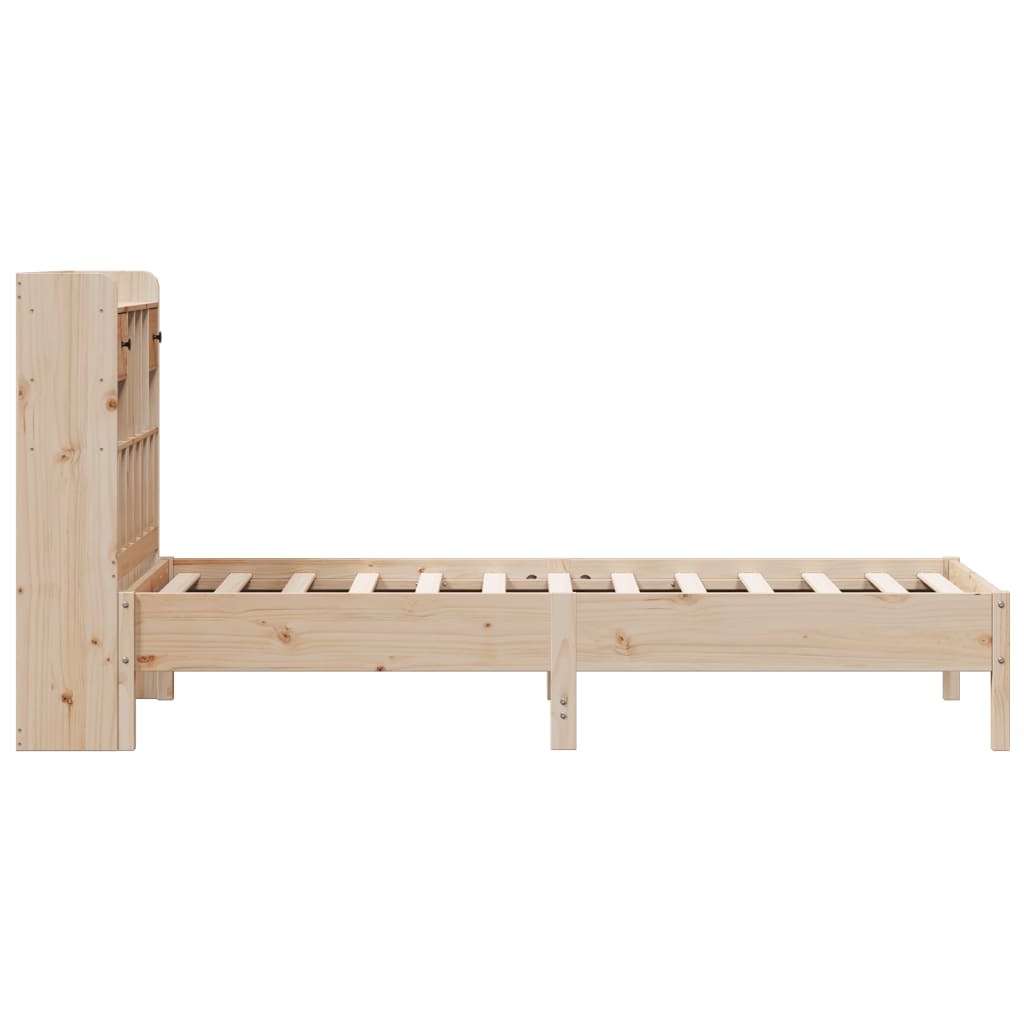 Krevet s regalom za knjige bez madraca 75x190 cm borovina