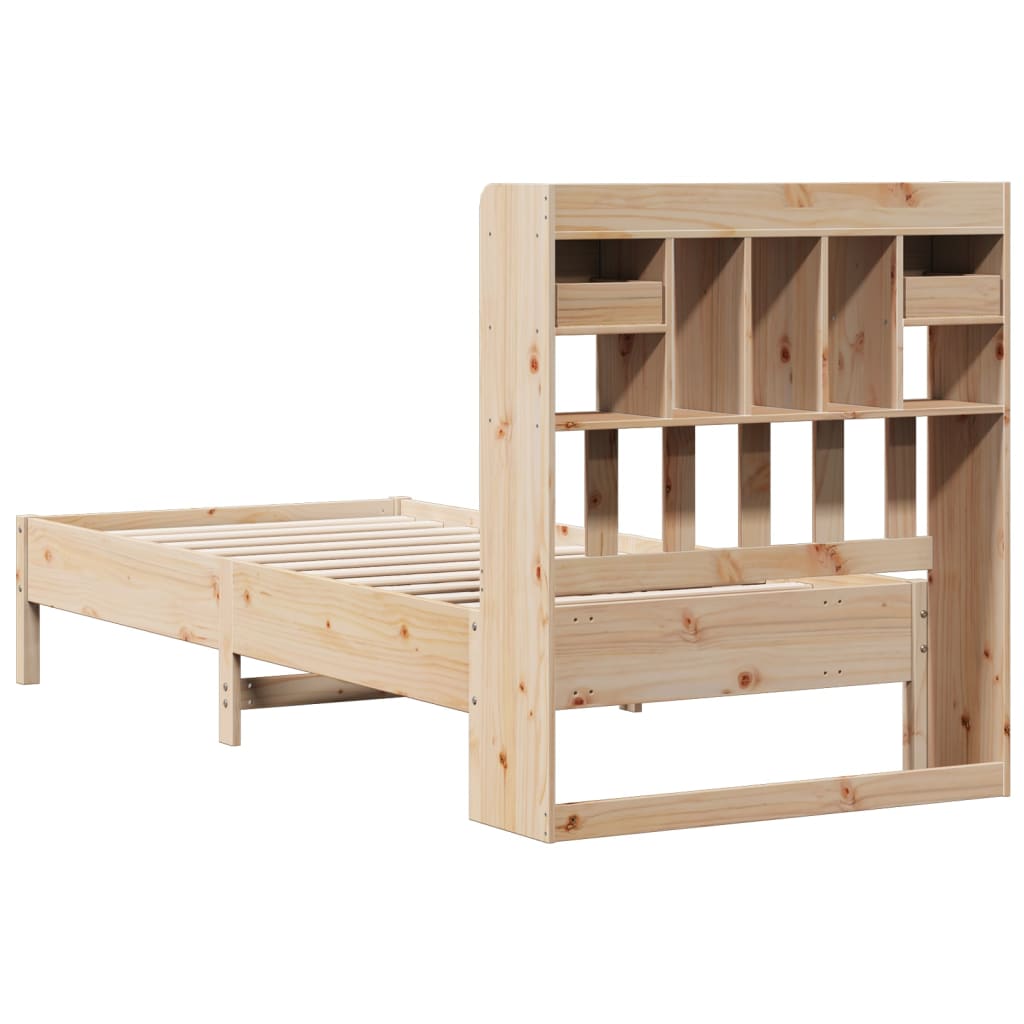 Krevet s regalom za knjige bez madraca 75x190 cm borovina