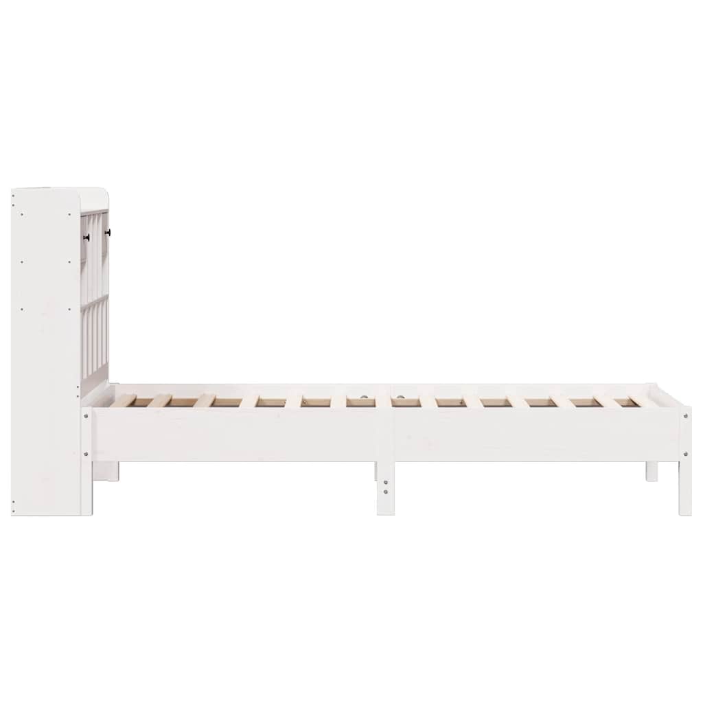 Krevet s regalom za knjige bez madraca bijeli 75x190cm borovina