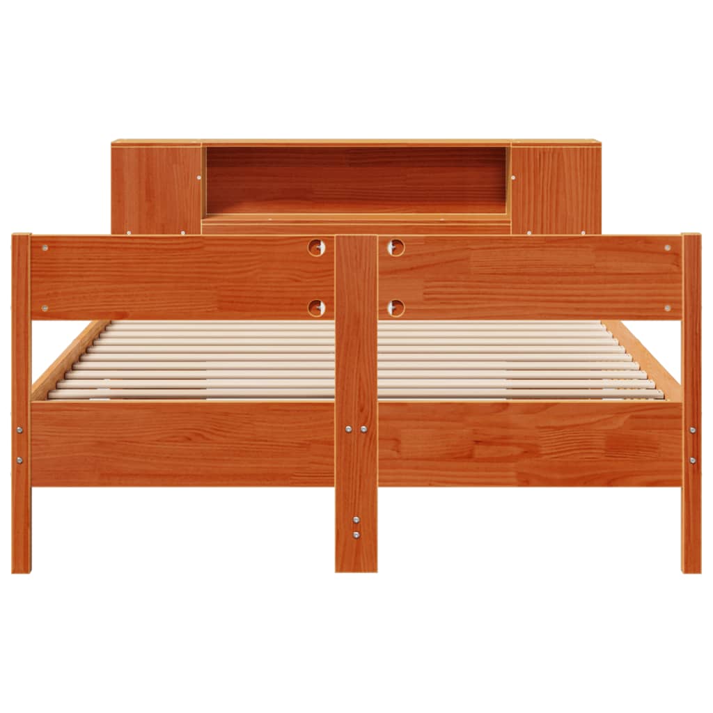Krevet s regalom za knjige bez madraca 135 x 190 cm od borovine