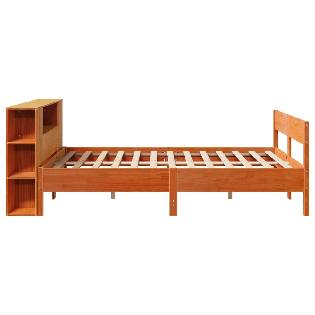 Krevet s regalom za knjige bez madraca 135 x 190 cm od borovine