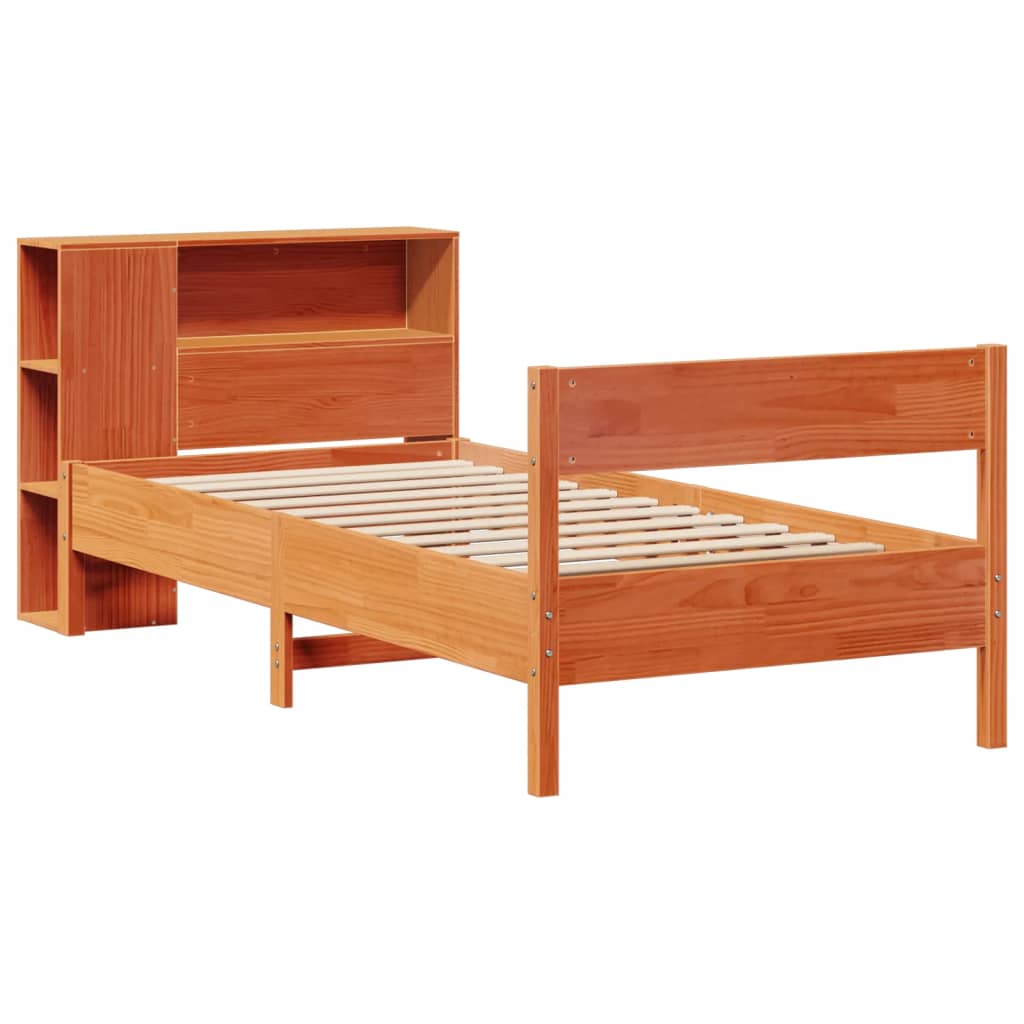 Krevet s regalom za knjige bez madraca 100 x 200 cm od borovine