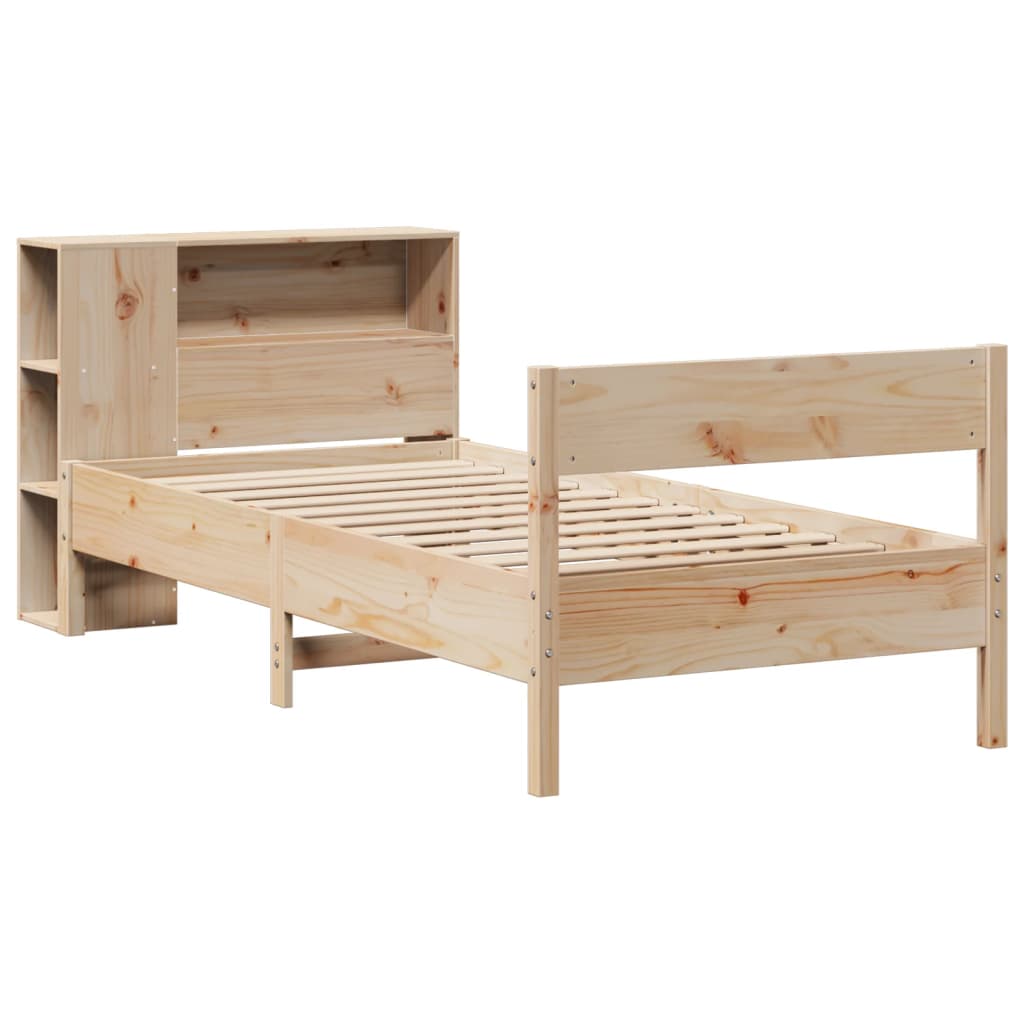 Krevet s regalom za knjige bez madraca 75x190 cm borovina