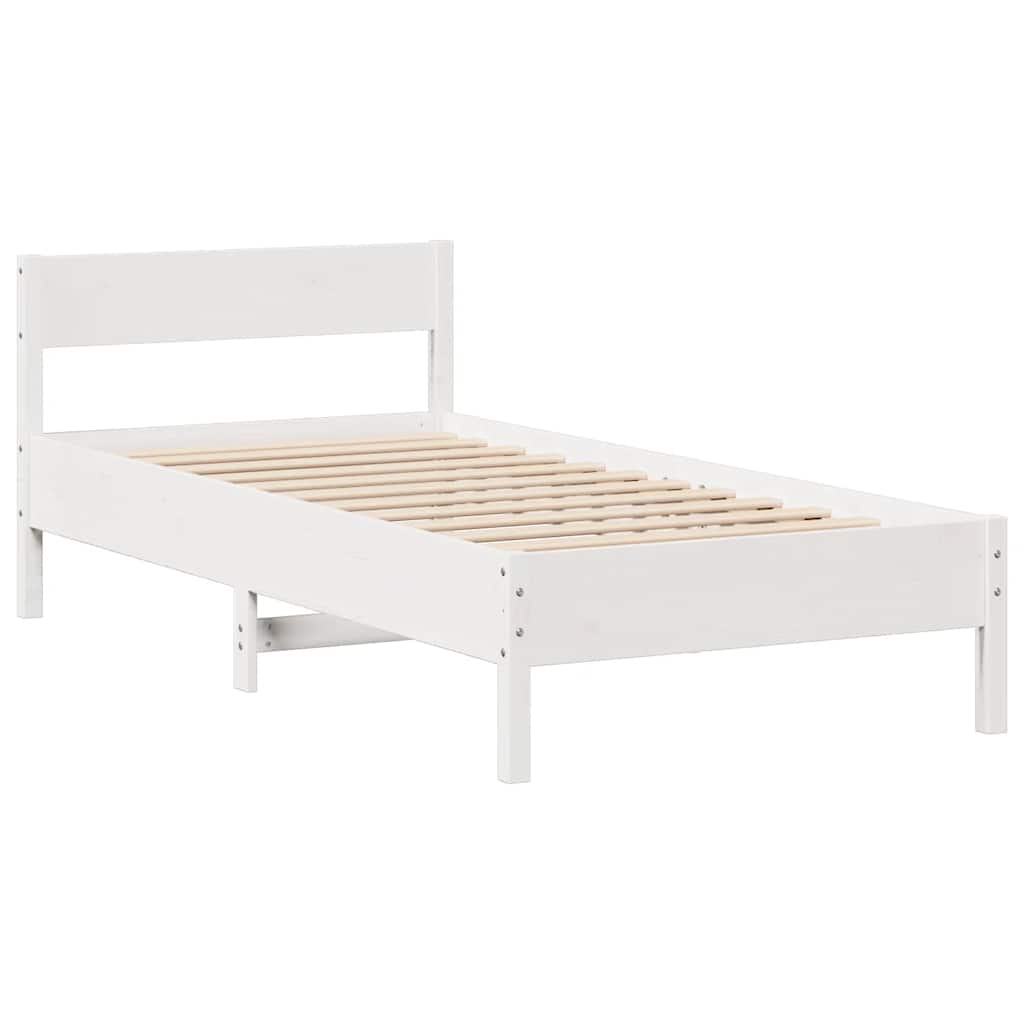 Krevet s regalom za knjige bez madraca bijeli 75x190cm borovina
