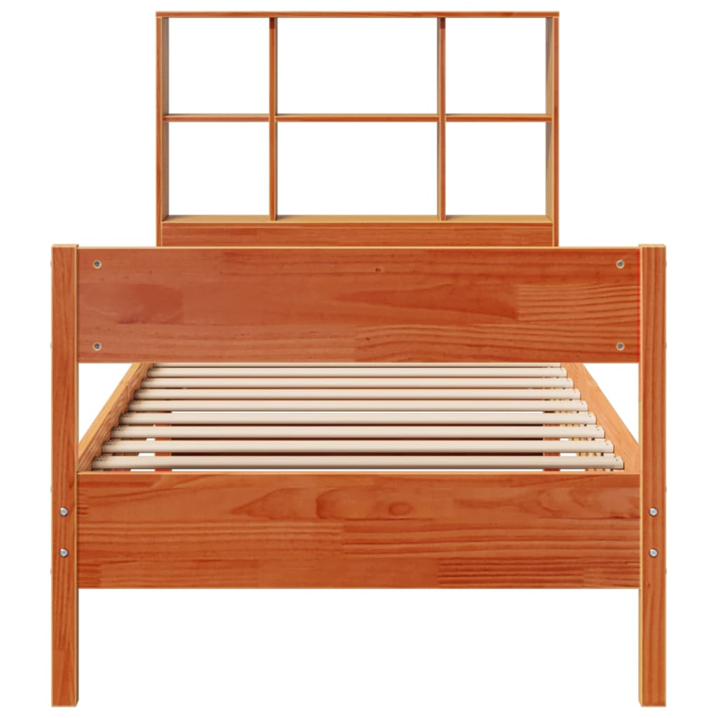 Krevet s regalom za knjige bez madraca 100 x 200 cm od borovine