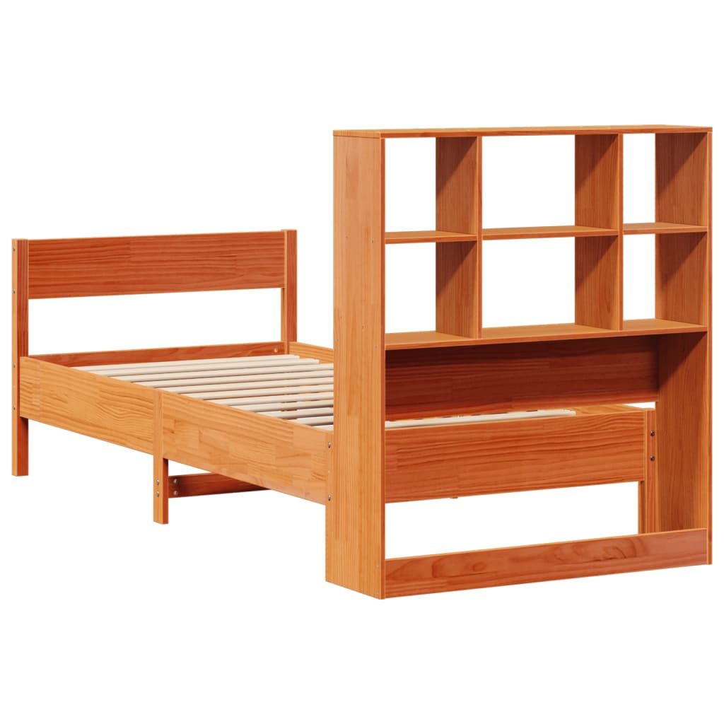 Krevet s regalom za knjige bez madraca 100 x 200 cm od borovine