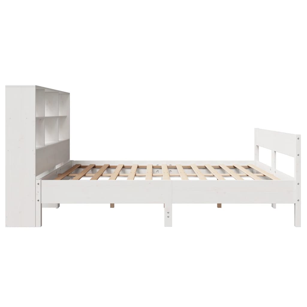 Krevet s regalom z knjige bez madraca bijeli 140x190cm borovina