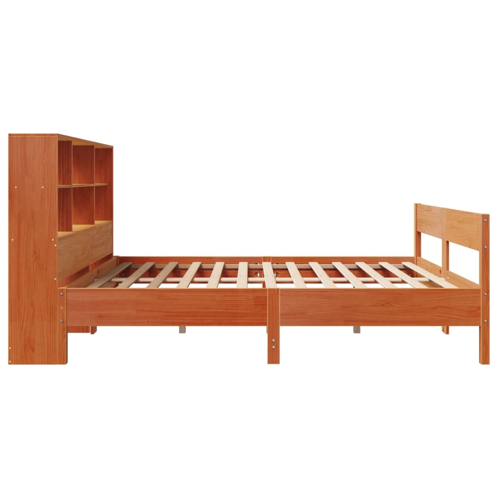 Krevet s regalom za knjige bez madraca 140 x 190 cm od borovine