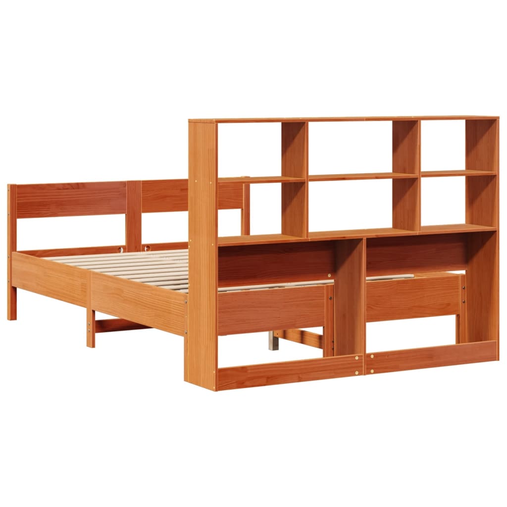 Krevet s regalom za knjige bez madraca 140 x 190 cm od borovine