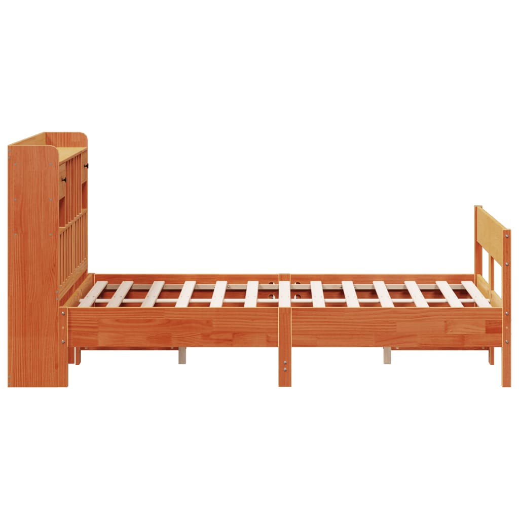 Krevet s regalom za knjige bez madraca 150x200 cm od borovine