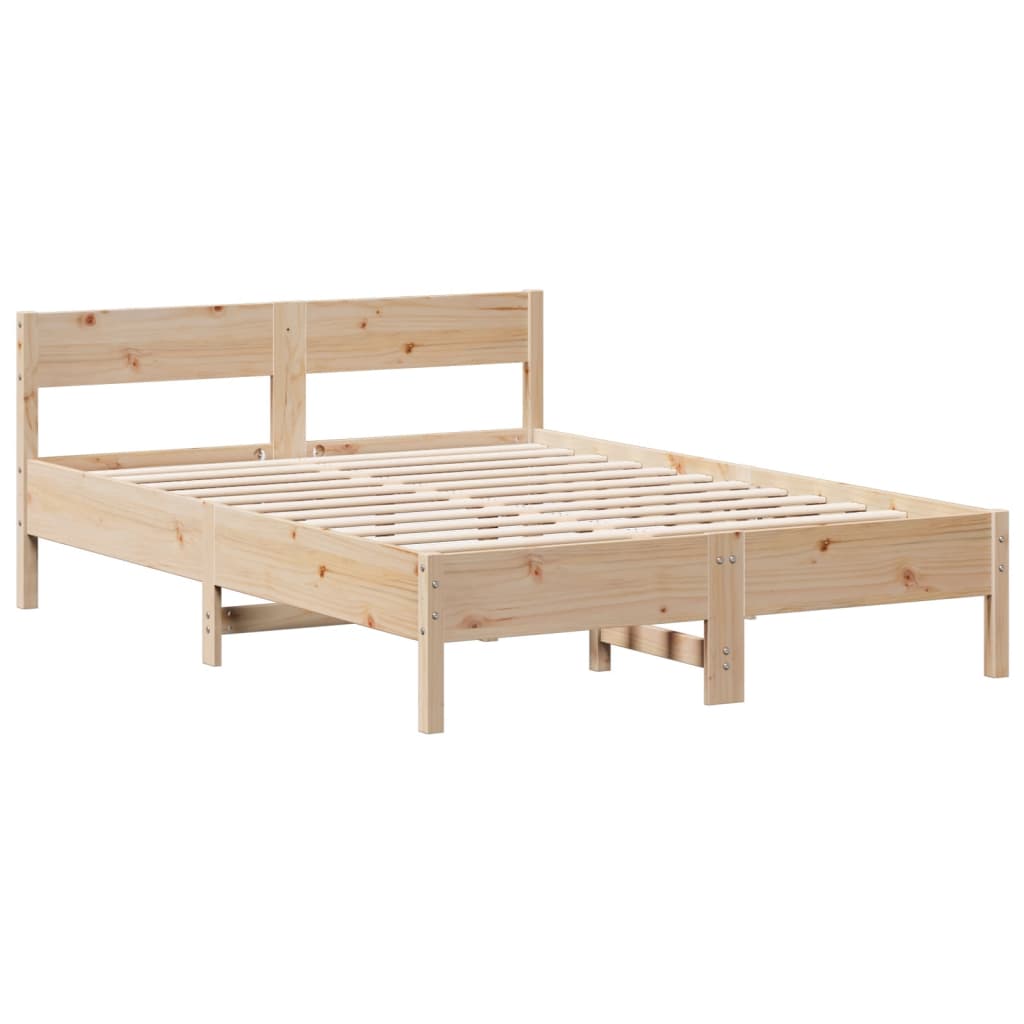 Krevet s regalom za knjige bez madraca 140x190 cm od borovine