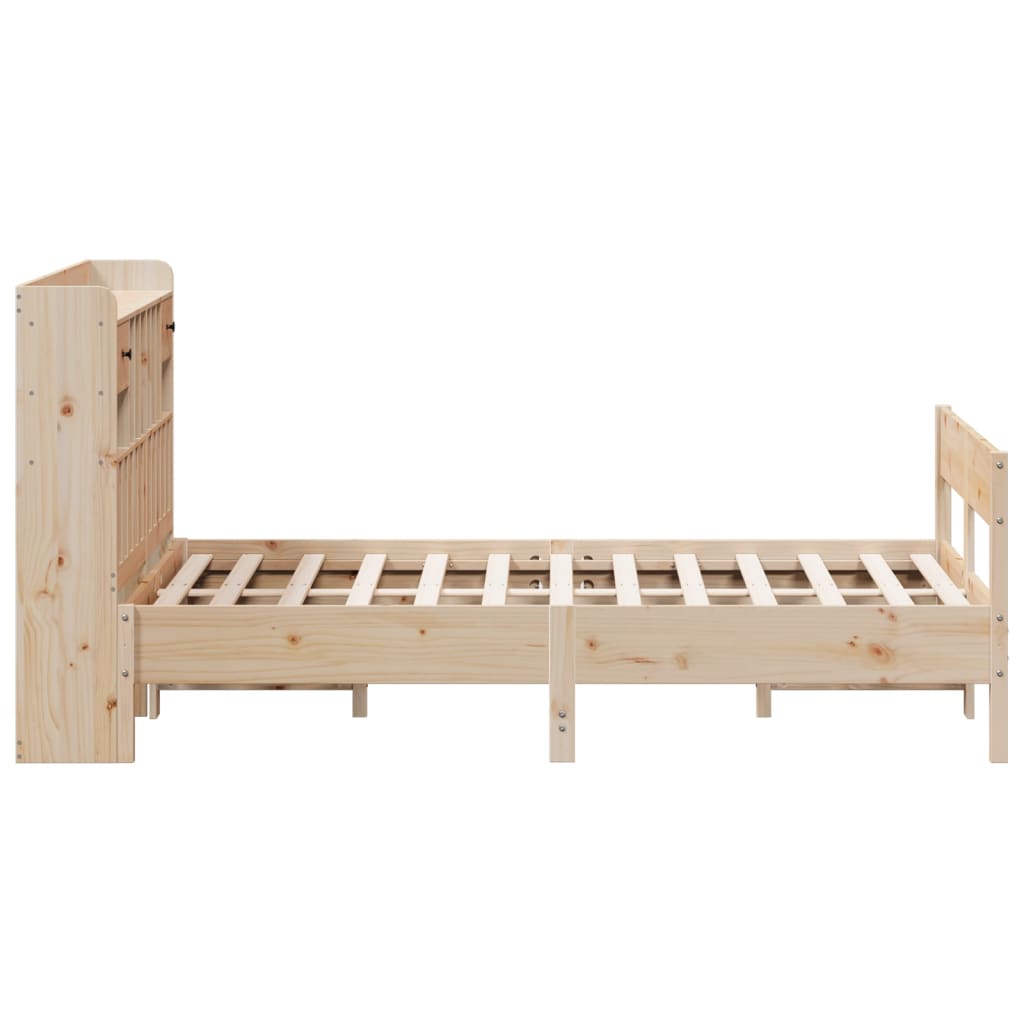 Krevet s regalom za knjige bez madraca 135x190 cm od borovine