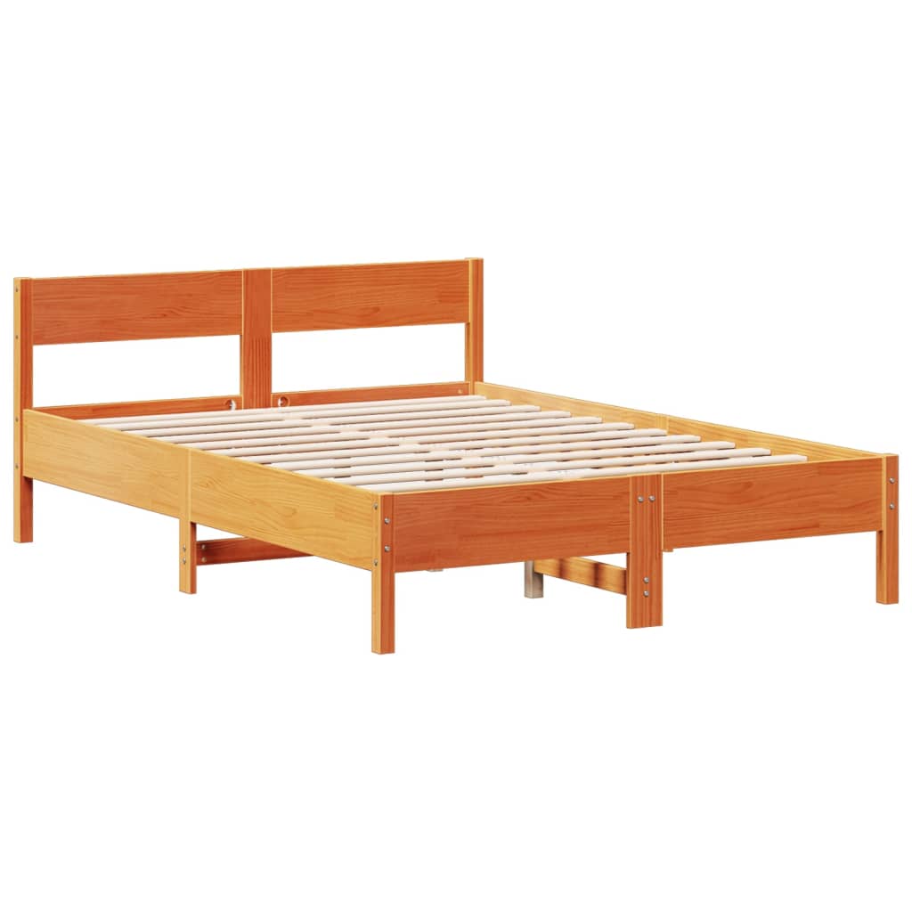 Krevet s regalom za knjige bez madraca 135 x 190 cm od borovine