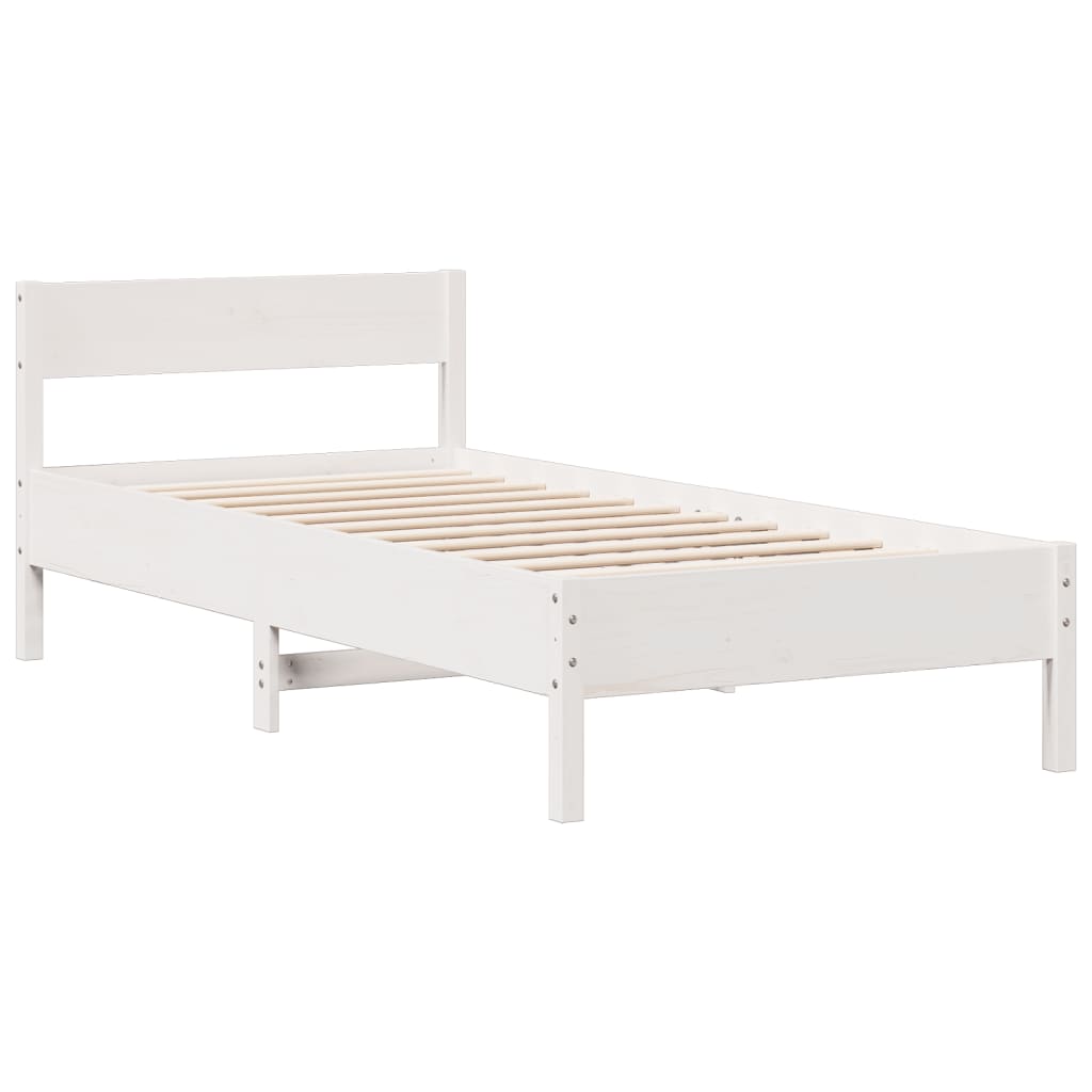 Krevet s regalom za knjige bez madraca bijeli 75x190cm borovina