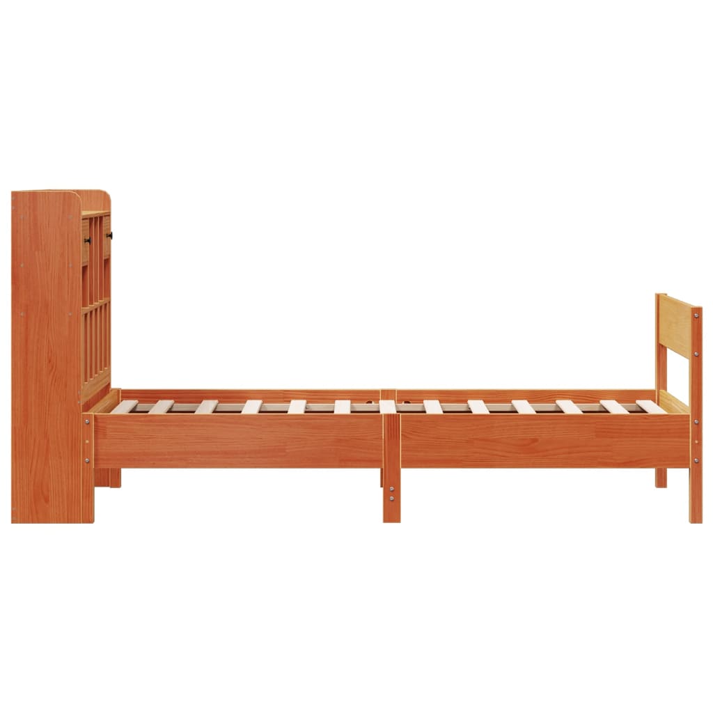Krevet s regalom za knjige bez madraca 75 x 190 cm od borovine