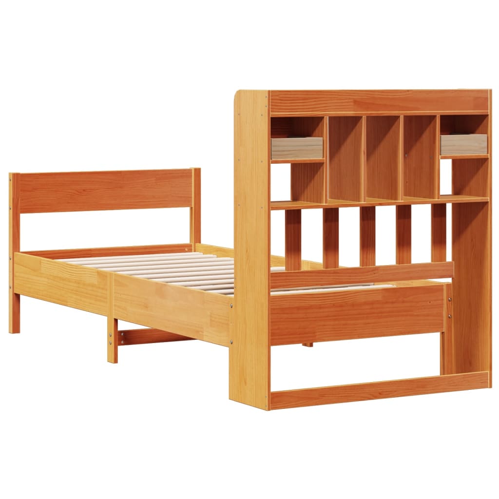 Krevet s regalom za knjige bez madraca 75 x 190 cm od borovine