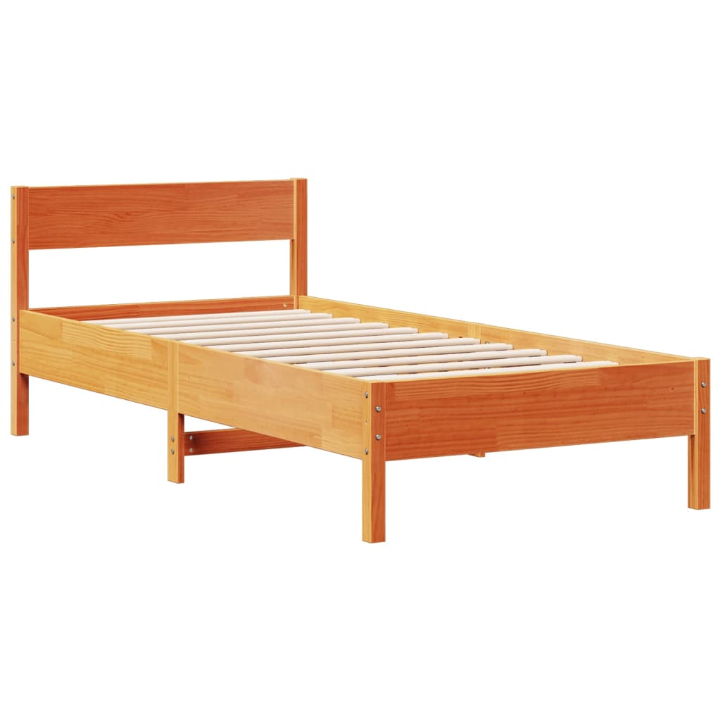 Krevet s regalom za knjige bez madraca 75 x 190 cm od borovine