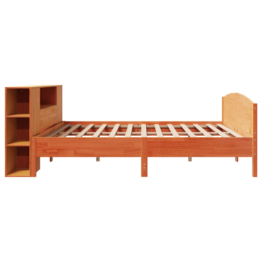 Krevet s regalom za knjige bez madraca 200x200 cm od borovine