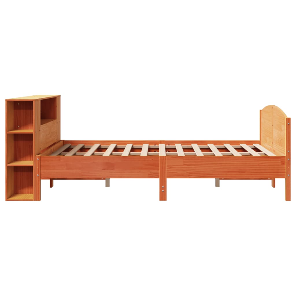 Krevet s regalom za knjige bez madraca 150x200 cm od borovine
