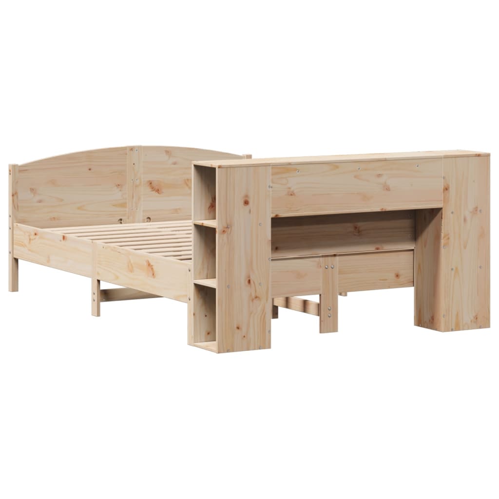 Krevet s regalom za knjige bez madraca 135x190 cm od borovine