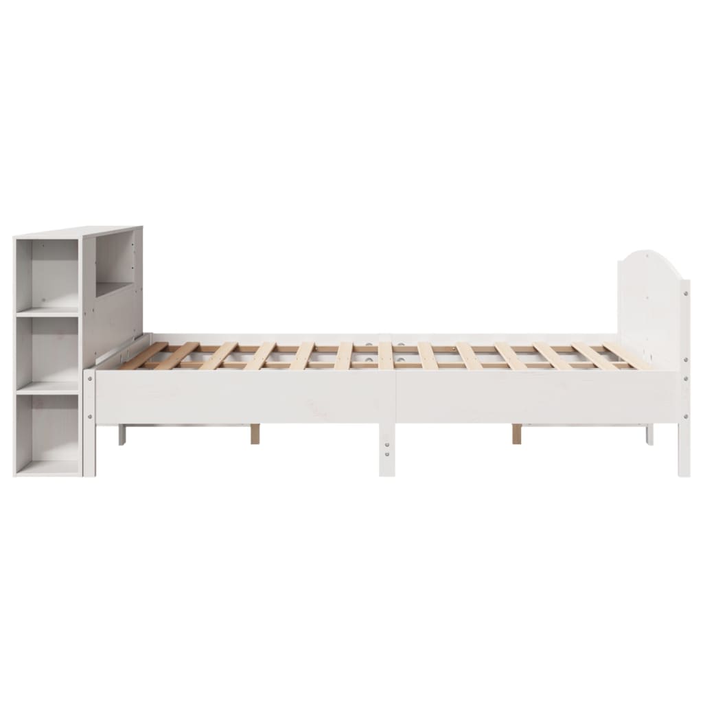 Krevet s regalom z knjige bez madraca bijeli 135x190cm borovina