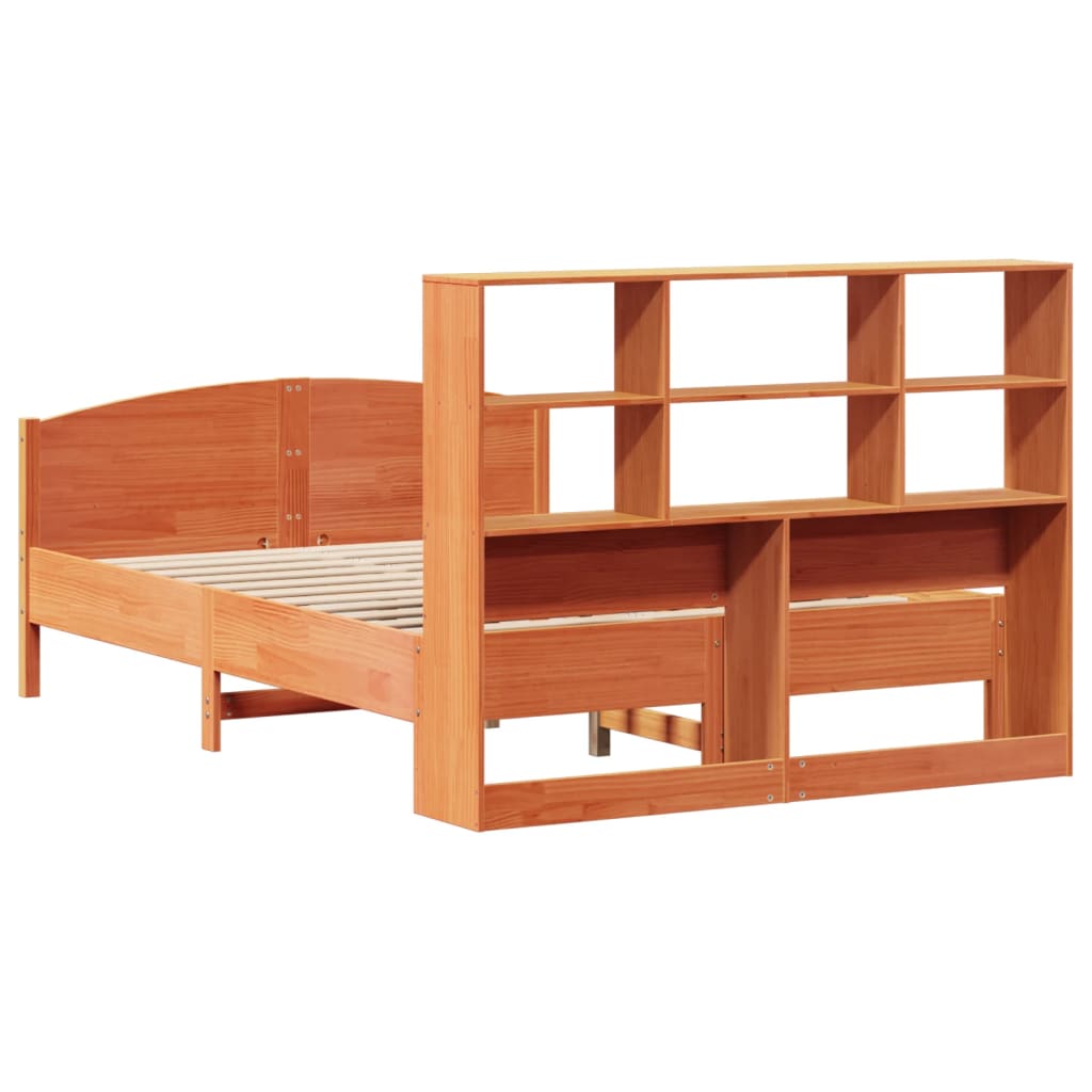 Krevet s regalom za knjige bez madraca 150x200 cm od borovine