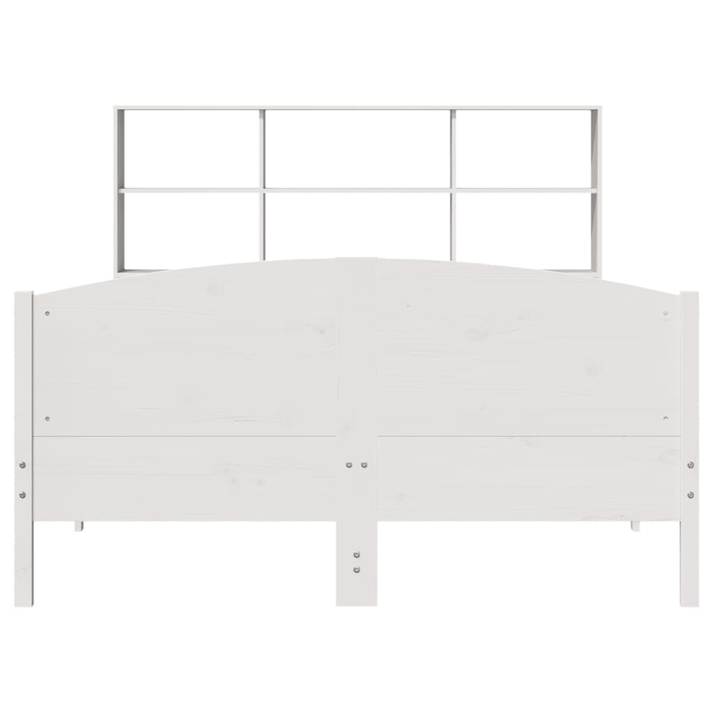 Krevet s regalom z knjige bez madraca bijeli 140x190cm borovina