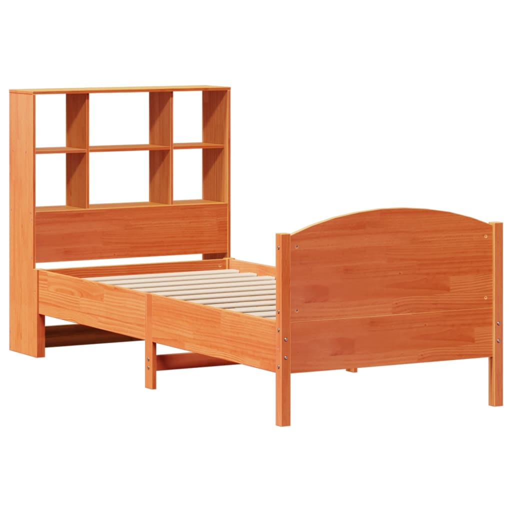Krevet s regalom za knjige bez madraca 100 x 200 cm od borovine