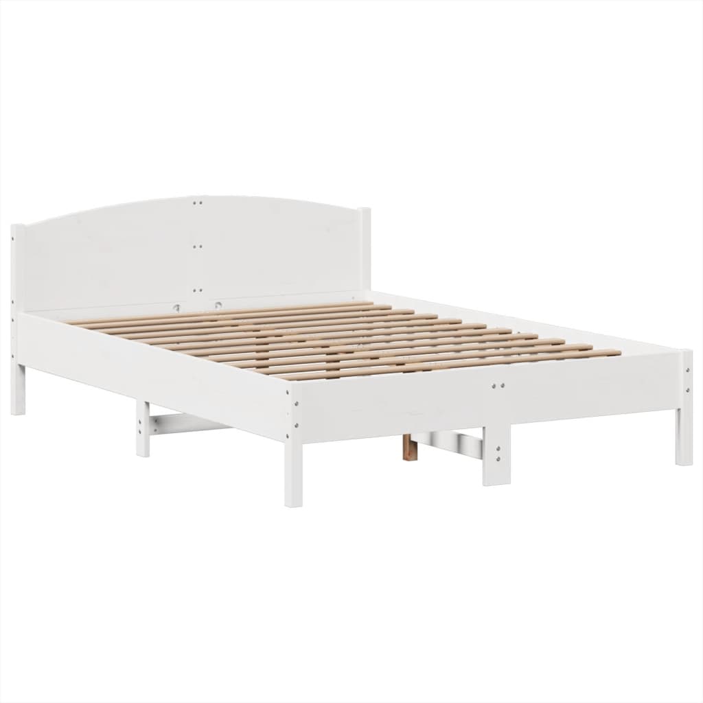 Krevet s regalom z knjige bez madraca bijeli 160x200cm borovina