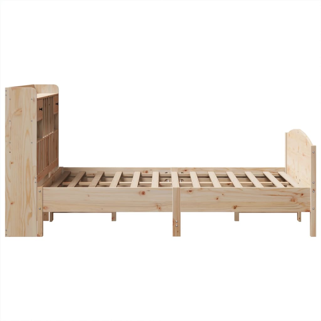Krevet s regalom za knjige bez madraca 135x190 cm od borovine
