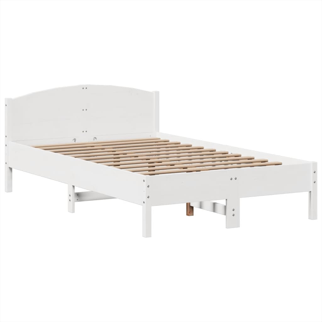 Krevet s regalom z knjige bez madraca bijeli 135x190cm borovina