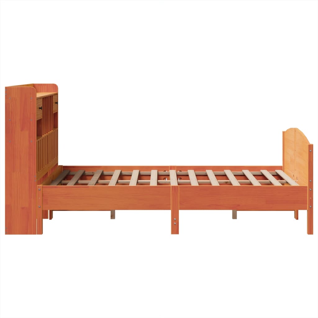 Krevet s regalom za knjige bez madraca 135 x 190 cm od borovine