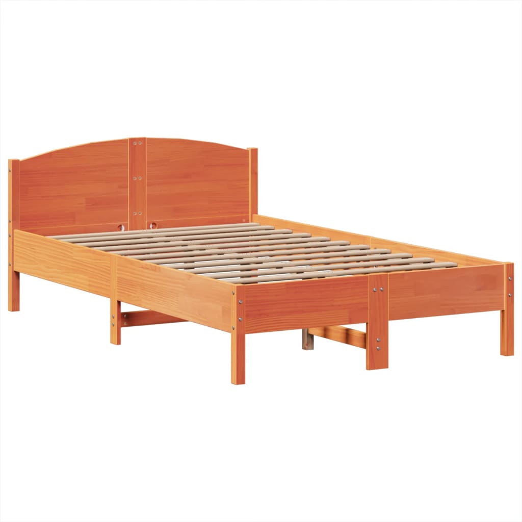 Krevet s regalom za knjige bez madraca 135 x 190 cm od borovine