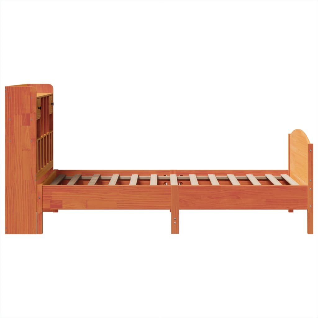 Krevet s regalom za knjige bez madraca 100 x 200 cm od borovine