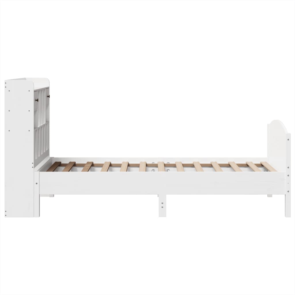 Krevet s regalom za knjige bez madraca bijeli 90x200cm borovina