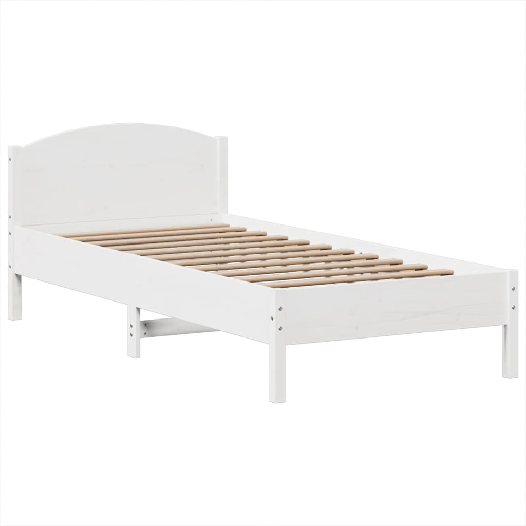 Krevet s regalom za knjige bez madraca bijeli 90x200cm borovina