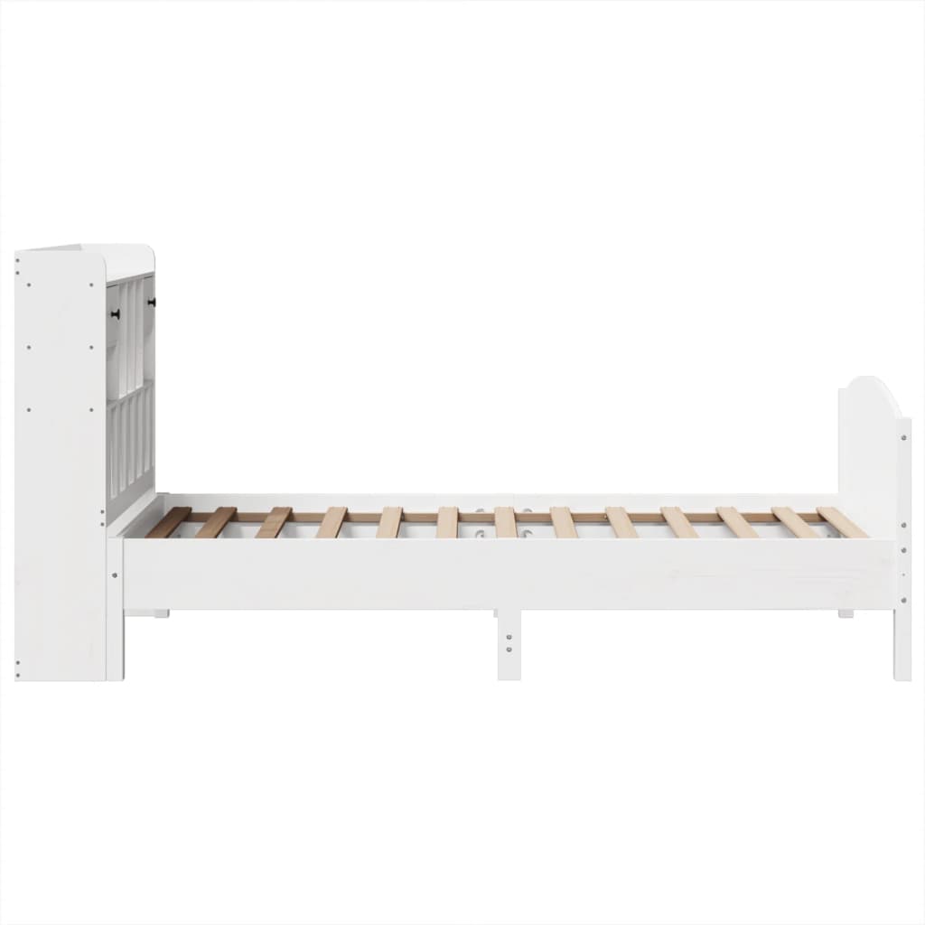 Krevet s regalom za knjige bez madraca bijeli 75x190cm borovina
