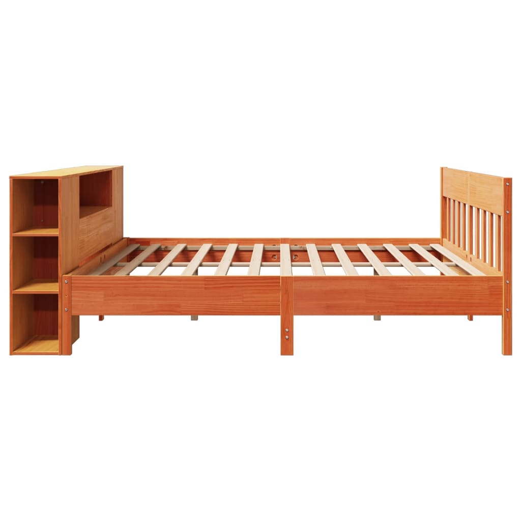 Krevet s regalom za knjige bez madraca 200x200 cm od borovine