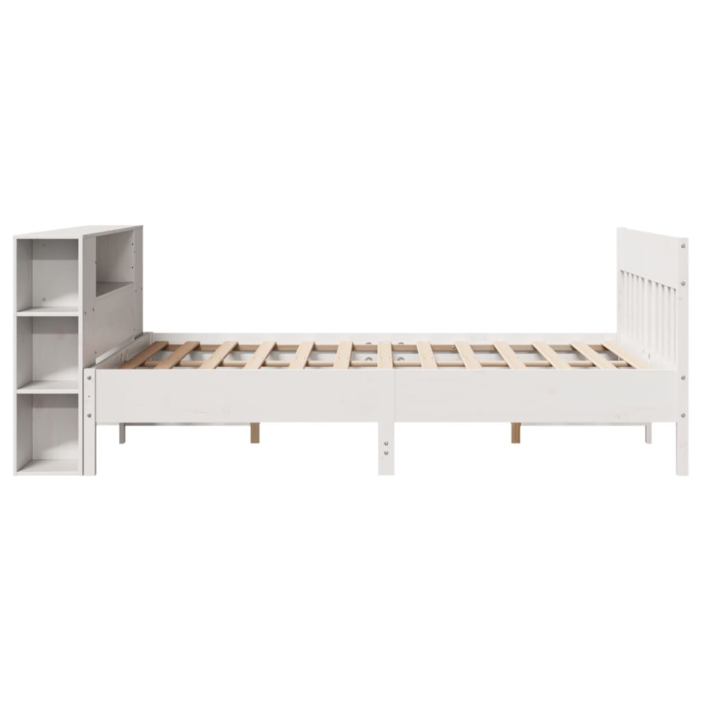 Krevet s regalom z knjige bez madraca bijeli 140x190cm borovina