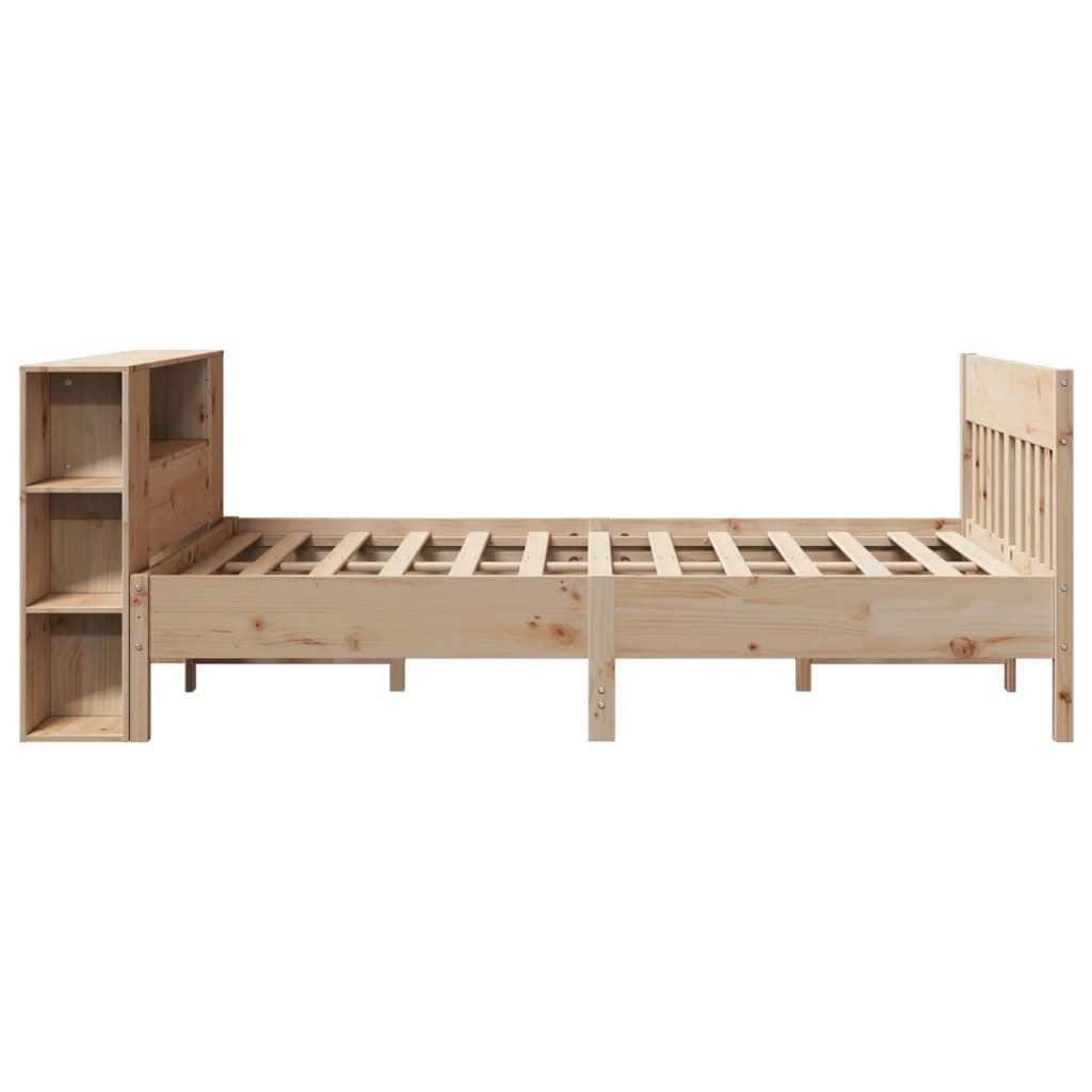 Krevet s regalom za knjige bez madraca 135x190 cm od borovine