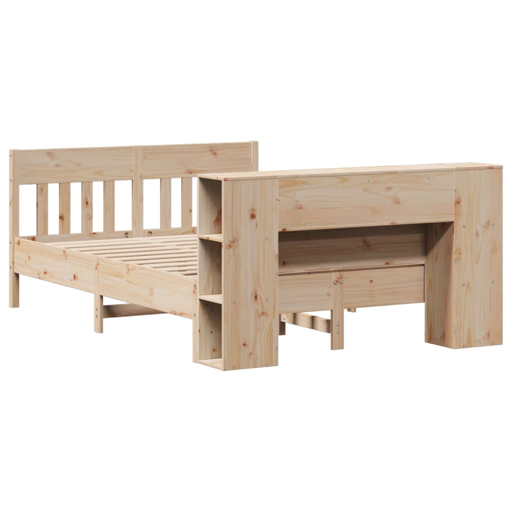 Krevet s regalom za knjige bez madraca 135x190 cm od borovine
