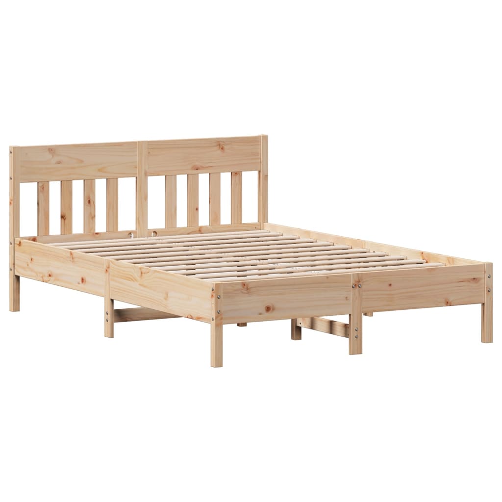 Krevet s regalom za knjige bez madraca 135x190 cm od borovine