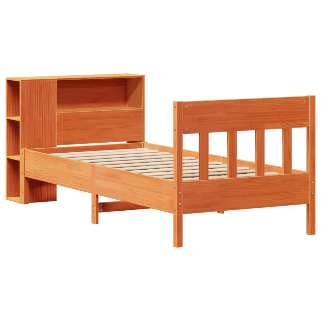 Krevet s regalom za knjige bez madraca 100 x 200 cm od borovine