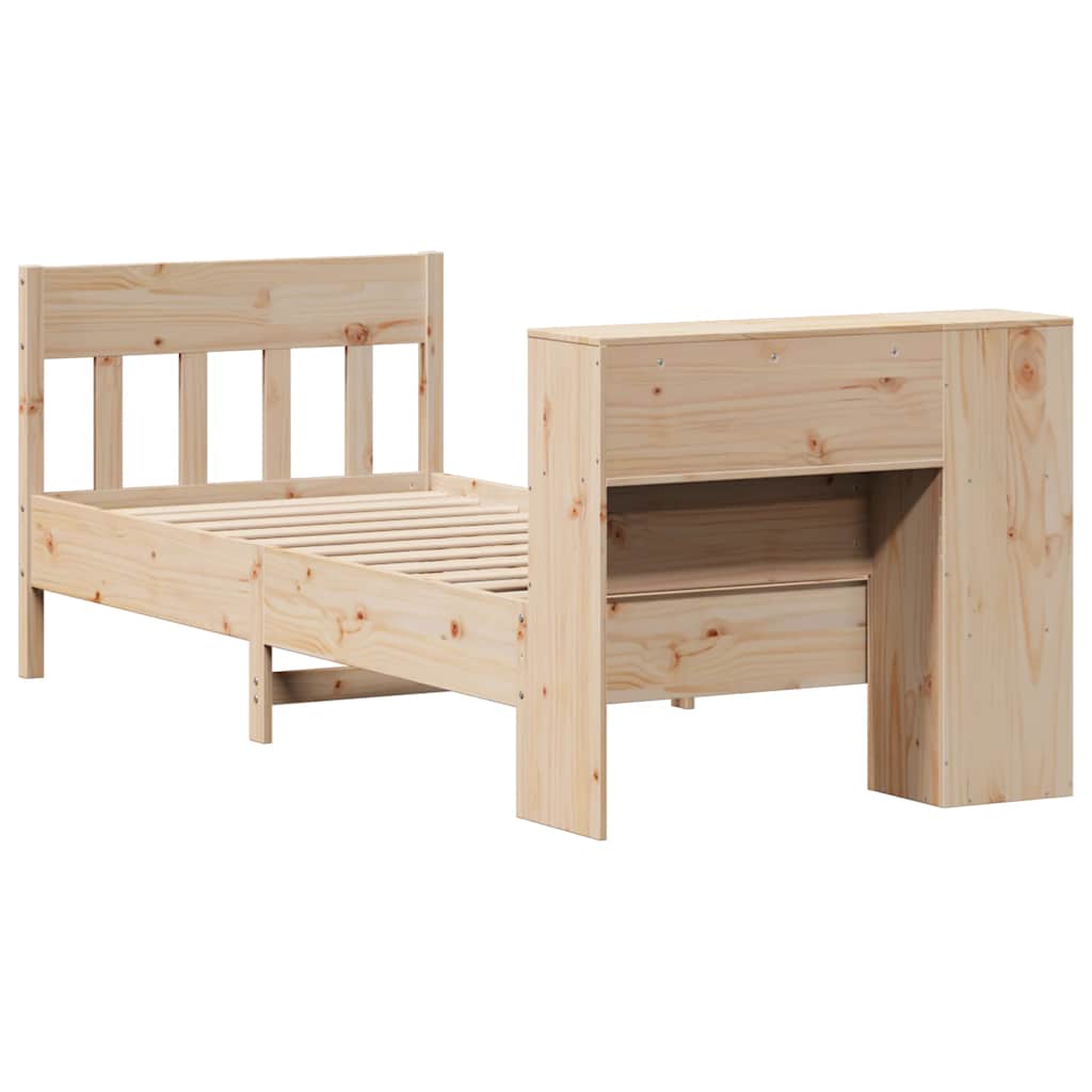 Krevet s regalom za knjige bez madraca 75x190 cm borovina