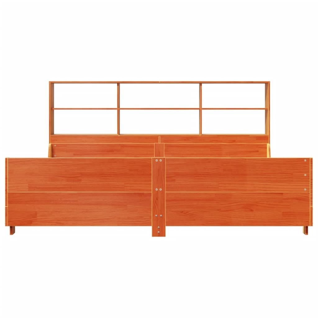 Krevet s regalom za knjige bez madraca 200x200 cm masivno drvo